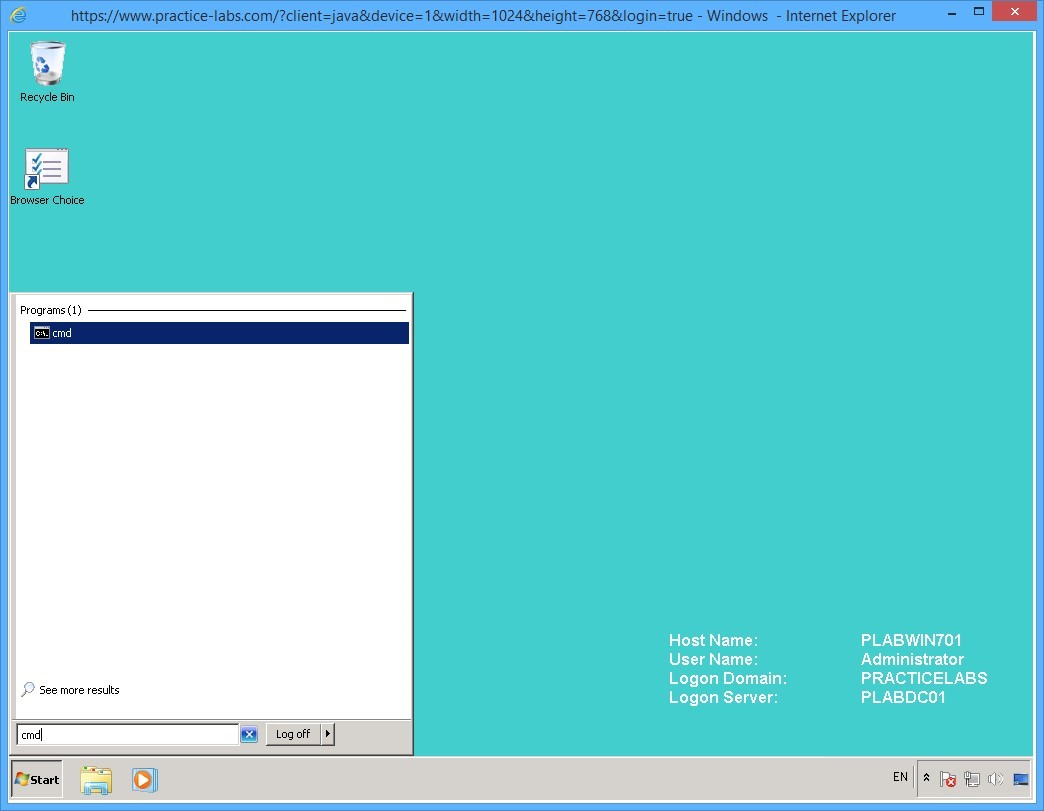 Practice Labs screenshot.
